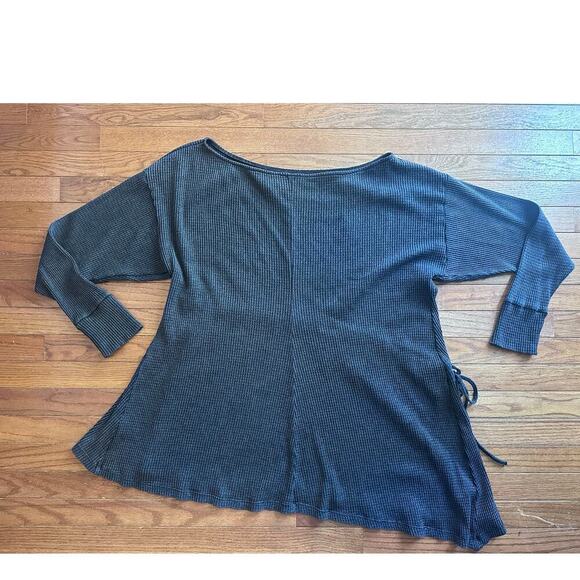 Free People Josie Thermal Dress Medium Black Waffle knit dress tunic - Picture 8 of 13